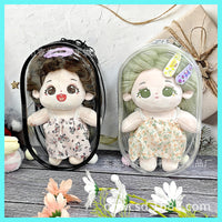 20CM Cotton Doll Carrier Bag with Transparent Display Window, Crossbody Shoulder Bag for Outings