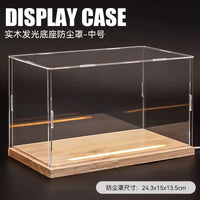 Display Case for 1/18 1/24 Scale Model Cars, Dustproof Acrylic/Wood/Leather Box with Optional Lighting