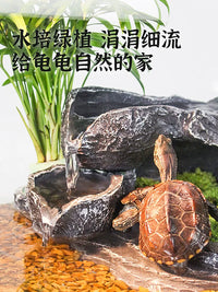 Turtle Basking Platform with Hiding Cave and Climbing Ramp for Reptile Tanks