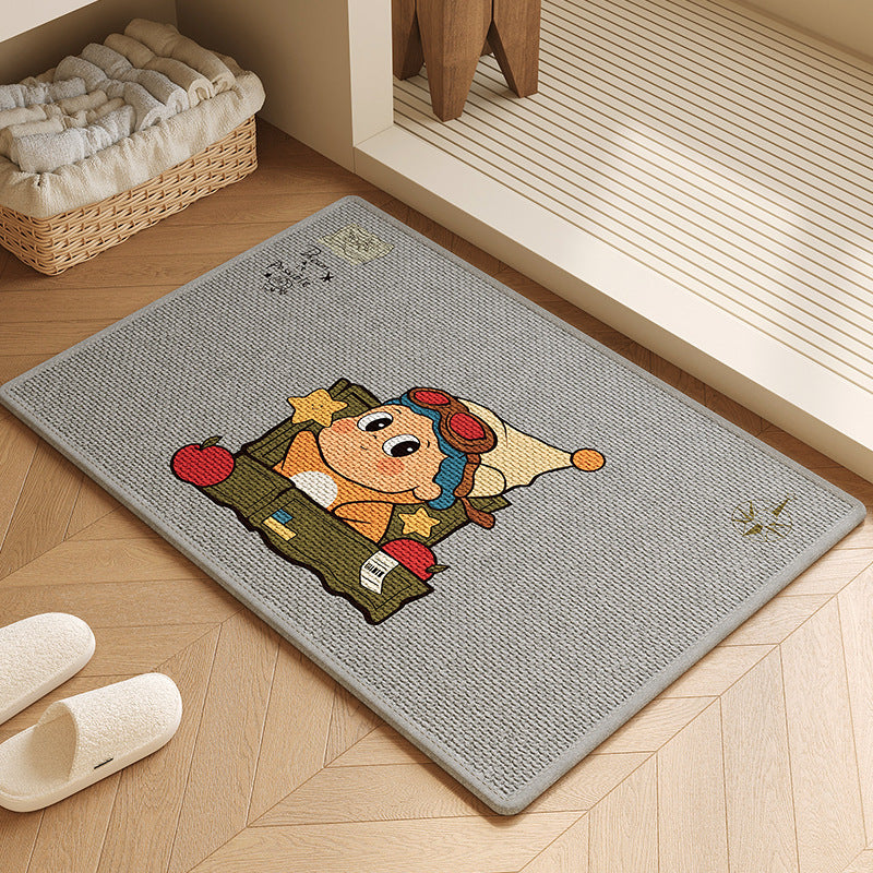 Cartoon Star Bear Diatomaceous Earth Bath Mat with Strong Absorbency and Non-Slip Backing