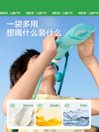 KK Tree Kids Foldable Silicone Water Bottle for Outdoor Activities, Food-Grade Soft Flask for Running and Concerts