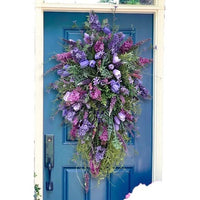 Spring Purple Tulip Lilac Hydrangea Wreath for Front Door Decor