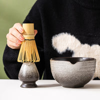 Japanese Ceramic Matcha Bowl Set with Whisk and Stand for Traditional Tea Ceremony