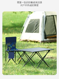 Portable Outdoor Folding Camping Table with Roll-Up Top for Picnic and Travel