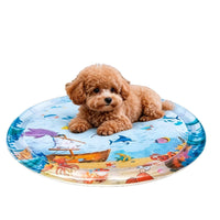 Pet Cooling Water Bed Mat for Cats and Dogs, Leak-Proof Ocean Pattern Summer Relief Pad