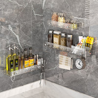 Luxury Wall-Mounted Bathroom Shelf with Towel Bar for Cosmetics and Toiletries, No-Drill Installation