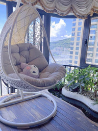 Quality Single Rattan Wicker Swing Chair for Balcony Indoor Outdoor Patio Leisure Rocking Basket