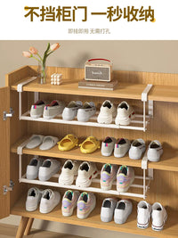 Retractable Under-Shelf Shoe Rack Organizer for Cabinets and Wardrobes, Space-Saving Storage Shelf