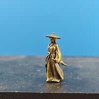 Miniature Brass Female Knight Figurine for Micro Landscape Bonsai Aquascape