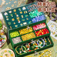 Girls' DIY Beaded Bracelet Kit with Ancient Chinese Style Charms for Children's Day Gift