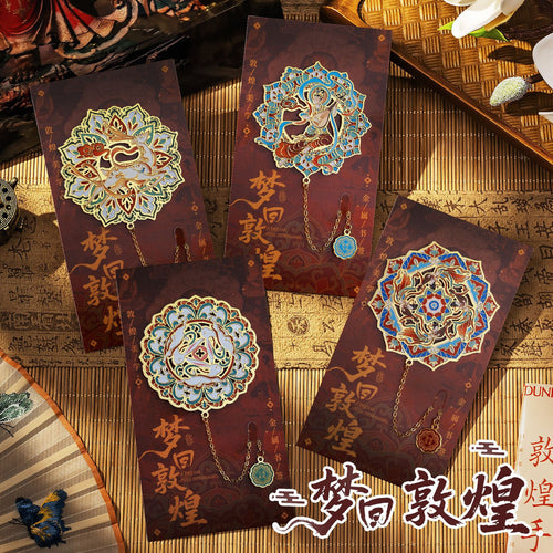 Dunhuang Style Metal Bookmark with Tassel, Gansu Souvenir, Museum Cultural Gift for Teachers and Students