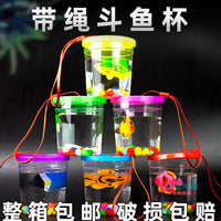 Portable Betta Fish Tank with Handle, Mini Transparent Plastic Aquarium for Small Pets