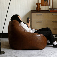 Vintage Lazy Sofa Tatami Single Recliner with Backrest for Balcony Bedroom