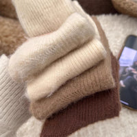 Women's Merino Wool Thermal Socks - Mid-Calf, Thickened, Plush Lined for Winter Warmth