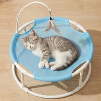 Elevated Breathable Mesh Cat Hammock Bed with Round Stand