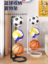 Foldable Sports Ball Storage Rack for Indoor Use - Basketball, Football, and Exercise Equipment Organizer