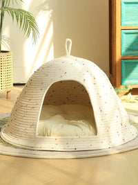 Enclosed Cat Tent Bed Winter Warm Cat House Removable Washable Scratch-Resistant for All Seasons