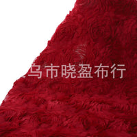 3D Peony Rose Floral Embroidered Mesh Fabric for Wedding Dresses and Gowns