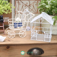 Mini Birdcage Stroller Garden Hanging Iron Art Decoration Courtyard Sundries Ornament