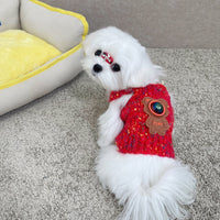 Pet Christmas Knitted Suspender Apron for Small Dogs - Festive Holiday Outfit