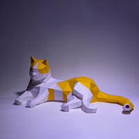 3D Papercraft Lying Cat Model Kit for Home Decor