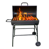 Large BBQ Grill with Side Shelf and Roasting Rack for Home and Park Use, Charcoal Smoker and Roaster