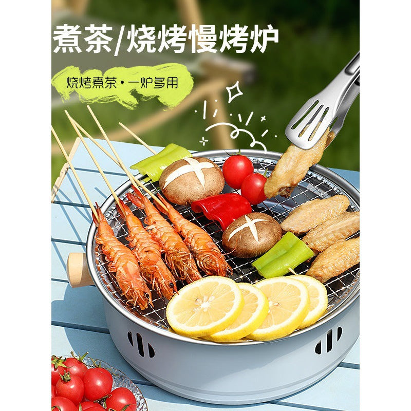 Portable Outdoor Barbecue Grill and Tea Stove Set for Picnics and Camping