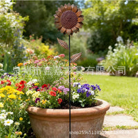 Rustic Sunflower Garden Stake Metal Art Decoration