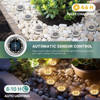 Solar Powered Mini Ground Lights for Garden & Lawn, Waterproof Outdoor Landscape Pathway Lighting