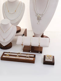 Walnut Wood Jewelry Display Stand for Necklaces, Pendants, Rings, and Bracelets