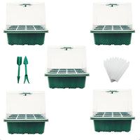 Adjustable Humidity 12-Cell Seed Starter Tray Kit with Dome Lid, 5 or 10 Pack