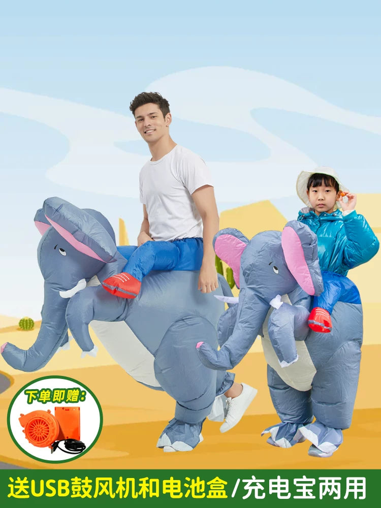 Inflatable Elephant Ride-On Costume for Kids and Adults - Cartoon Animal Performance Prop