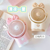 Bowknot USB Rechargeable Desktop Mini Fan Portable Handheld Quiet Personal Fan