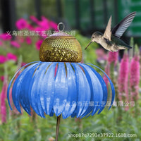 Metal Flower Hummingbird Feeder for Garden and Outdoor Decor