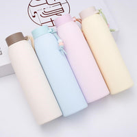 Double-Walled Glass and Plastic Insulated Portable Travel Mug with Anti-Scald Design for Students