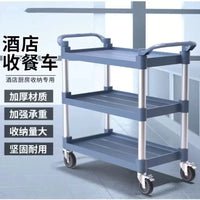 3-Tier Restaurant Utility Cart with Wheels, Dish Collection Trolley, Food Service Cart
