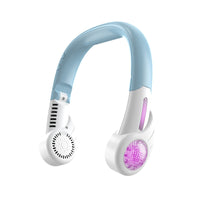 Foldable Portable USB Rechargeable Neck Fan with LED Light, 3-Speed Adjustable