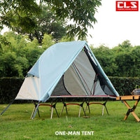 Outdoor Single Person Elevated Camping Tent with Mosquito Net, Portable Aluminum Alloy Folding Bed, Windproof & UV-Resistant for Fishing
