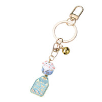Ceramic Lucky Cat Bell Charm for Keys, Bags, and Car Decor