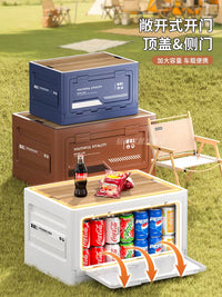 Large Foldable Outdoor Camping Storage Box with Lid, Car Trunk Organizer, Portable Picnic Table