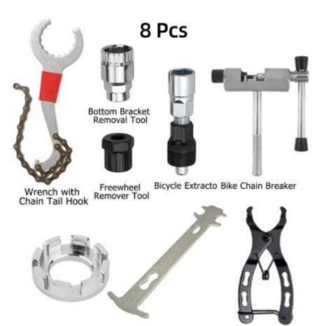 Mountain Bike 3-in-1 Tail Hook Wrench Bottom Bracket Freewheel Chain Crank Removal Repair Tool Kit