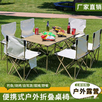 Outdoor Portable Folding Camping Table and Chair Set with Backrest, Picnic Gear