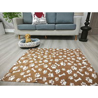 Cartoon Print Double-Sided Fleece Pet Blanket for Dogs and Cats, Warm and Soft