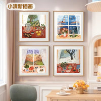INS Style Korean Cartoon Illustration Art Print for Living Room Decor
