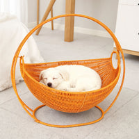 New Rattan-Style Woven Pet Swing Hammock Bed for Cats and Dogs, Hanging Basket Pet Nest
