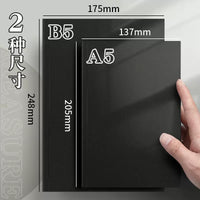 Vintage Black Cardboard A5/B5 Notebook, Thick Blank/Lined/Grid Pages for Students, Kraft Paper Journal Diary Sketchbook