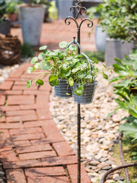 Vintage Wrought Iron Hanging Basket Stand with Base for Balcony Garden Decoration