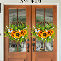 Sunflower Greenery Wreath for Front Door Decor