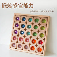 Creative Acrylic Beechwood Rainbow Stacking Blocks for Kids, Educational Toy Set with Tray