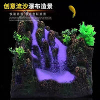 Aquarium Sandfall Mountain Ornament with Pump, Fish Tank Landscape Decoration